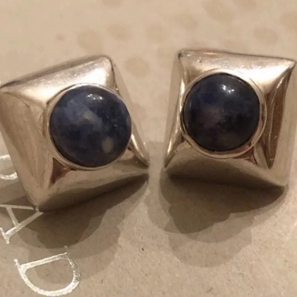 Silpada Sterling Silver Blue Sodalite Earrings on Posts P0522 - Picture 7 of 16